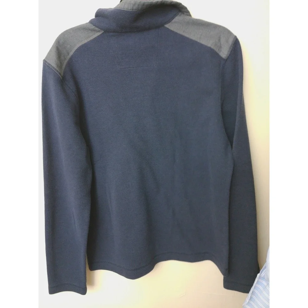 Banana Republic Quarter Zip Pullover Mens Medium Blue Excellent Waffle Knit Mock